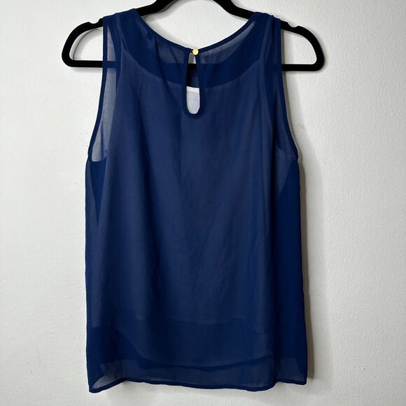 Naked Zebra Flowy Sheer Blue Sleeveless Overtop With White Cami Underneath S - Picture 3 of 11